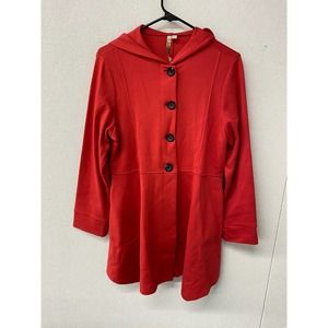 Comfy U.S.A. Women's Red Button Down Hooded Jacket Size M